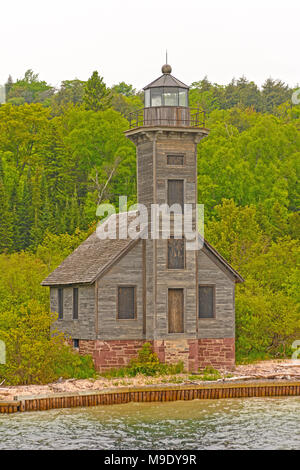 Abandoned Grand Island East Channel Lighthouse Near Munising, Michigan in Lake Superior Stock Photo