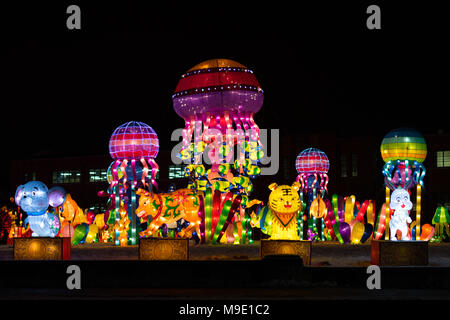 Indianapolis, Indiana, USA - January 07, 2018 - The Chinese Lantern Festival  with different sets of large lantern displays, is a festival of Chinese  Stock Photo