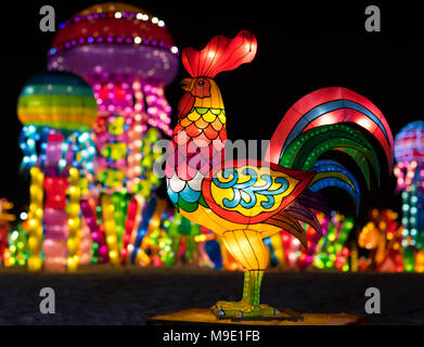 Indianapolis, Indiana, USA - January 07, 2018 - The Chinese Lantern Festival  with different sets of large lantern displays, is a festival of Chinese  Stock Photo