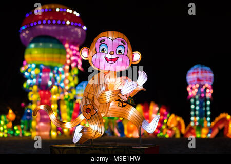 Indianapolis, Indiana, USA - January 07, 2018 - The Chinese Lantern Festival  with different sets of large lantern displays, is a festival of Chinese  Stock Photo