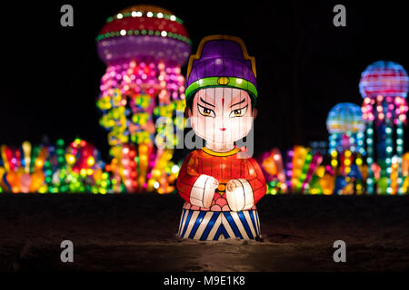 Indianapolis, Indiana, USA - January 07, 2018 - The Chinese Lantern Festival  with different sets of large lantern displays, is a festival of Chinese  Stock Photo