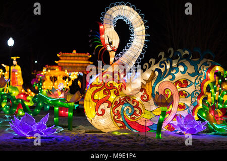 Indianapolis, Indiana, USA - January 07, 2018 - The Chinese Lantern Festival  with different sets of large lantern displays, is a festival of Chinese  Stock Photo