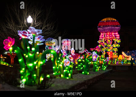 Indianapolis, Indiana, USA - January 07, 2018 - The Chinese Lantern Festival  with different sets of large lantern displays, is a festival of Chinese  Stock Photo