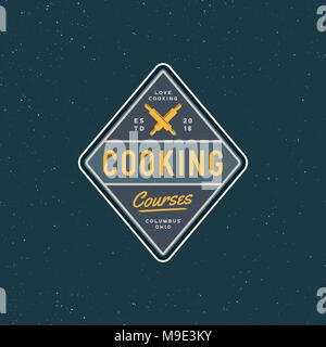 vintage cooking classes logo. retro styled culinary school emblem. vector illustration Stock Vector