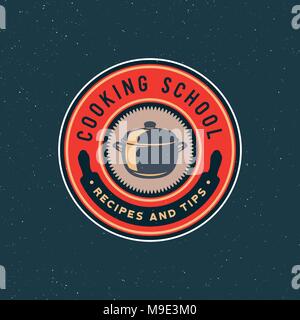 vintage cooking classes logo. retro styled culinary school emblem. vector illustration Stock Vector