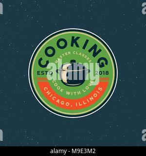 vintage cooking classes logo. retro styled culinary school emblem. vector illustration Stock Vector