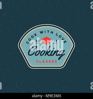 vintage cooking classes logo. retro styled culinary school emblem. vector illustration Stock Vector