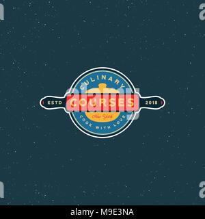 vintage cooking classes logo. retro styled culinary school emblem. vector illustration Stock Vector