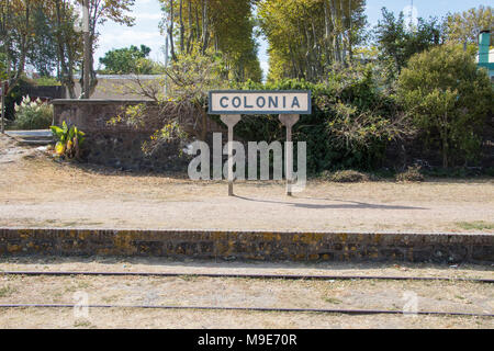 Historic Colonia Train Station, Colonia del Sacramento, Uruguay Stock Photo
