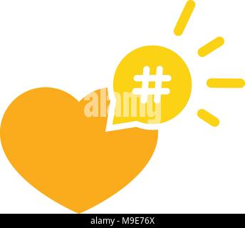 Hashtag icon like heart - smm promotion and share interesting message symbol Stock Vector