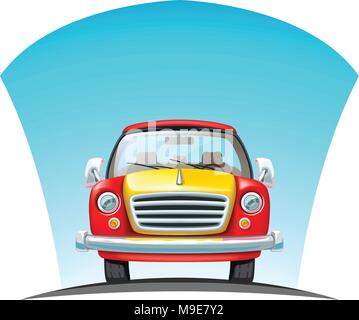 car front view on road Stock Vector