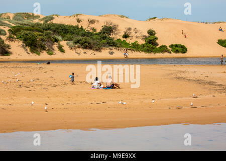 Narrabeen beach, lagoon and sand dunes in Sydney,Australia Stock Photo