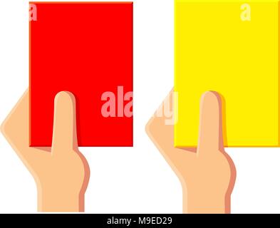 Cartoon yellow red soccer referee card icon set Stock Vector