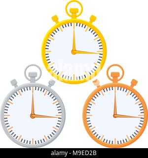 Colorful cartoon sport timer icon set. Stock Vector