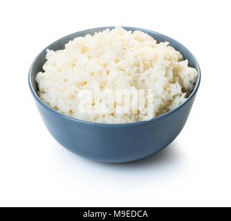 cooked rice in a bowl on white isolated background Stock Photo