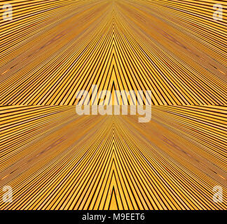 Abstract photo montage of yellow orange timber. Converging lines of planks. Stock Photo