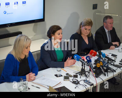 Sinn Féin holds a press conference in London with President Mary Lou McDonald, Vice President Michelle O'Neill, and Conor Murphy  Featuring: Atmosphere, View Where: London, England, United Kingdom When: 22 Feb 2018 Credit: Wheatley/WENN Stock Photo