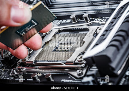 Modern processor and motherboard for a home computer Stock Photo