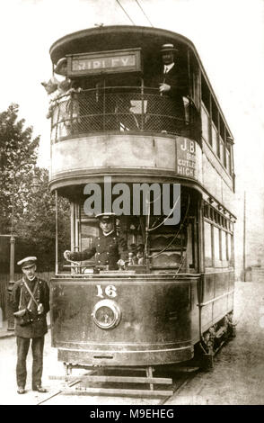 Tram of the Notts and Derby Traction Company c.1920. Tram number 16 was one of 24 trams that ran on the Nottingham to Ripley service from 1914 to 1932 Stock Photo