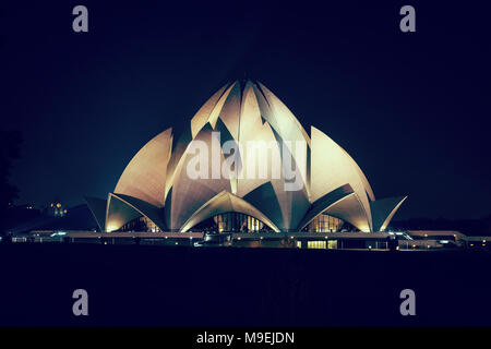 Lotus Temple New Delhi, India.The Bahai House of Worship in New Delhi, popularly known as the Lotus Temple due to its flowerlike shape. Stock Photo