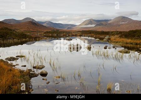 Autumn Reflections on Lochan na h-Achlaise. Stock Photo