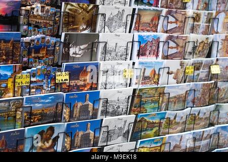 FLORENCE, ITALY - 17 FEBRUARY 2018: Many postcards of the city of Florence for sale in a tourist shop Stock Photo
