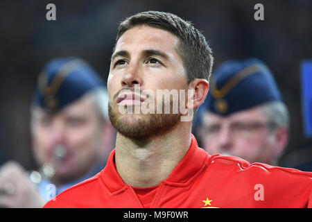 23 March 2018, Germany, Duesseldorf: International match Germany vs Spain at the ESPRIT Arena. Spain's Sergio Ramos before the game. Photo: Federico Gambarini/dpa Stock Photo