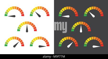 Meter signs infographic gauge element from red to green and green to ...