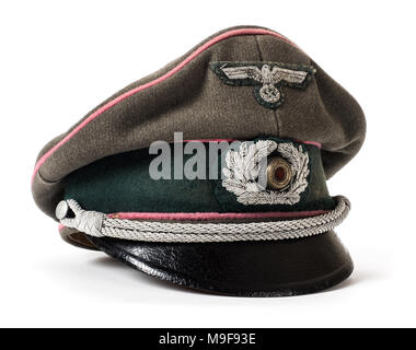 WW2 German Third Reich Panzer Officer's visor with cloth insignia and Wermacht eagle Stock Photo