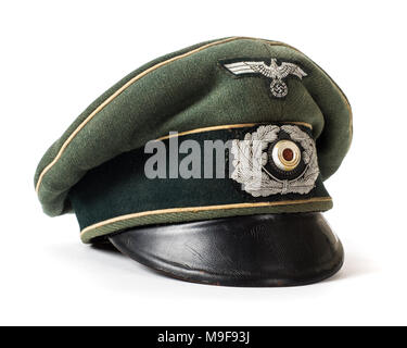 WW2 German Third Reich Army Officer's visor with cloth insignia and Wermacht eagle Stock Photo