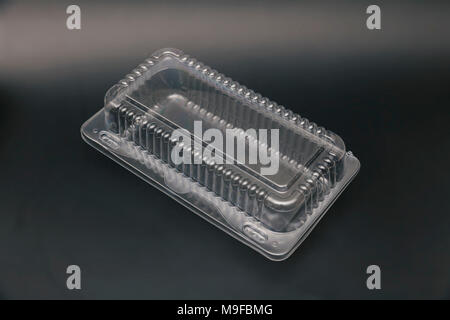 plastic container for food, on black Stock Photo