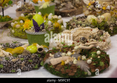 Easter decorations on the table Stock Photo