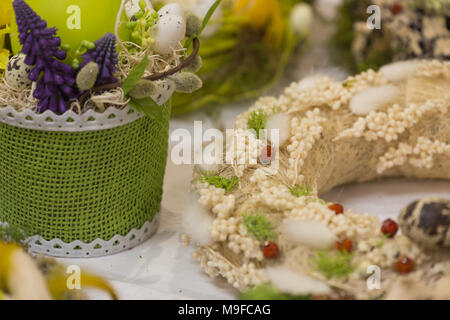 Easter decorations on the table Stock Photo