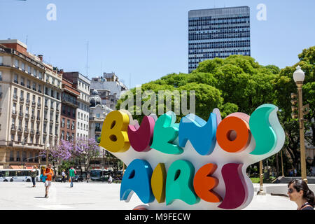 Buenos Aires Argentina,Plaza San Martin,historic park,public art,sign,Hispanic,ARG171128160 Stock Photo