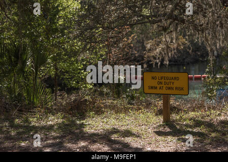 No Lifeguard On Duty, Swim at your own risk. Stock Photo