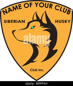 dog breeder club Siberian husky logo Stock Vector