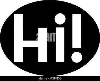 white word hi in black oval hi logo Stock Vector