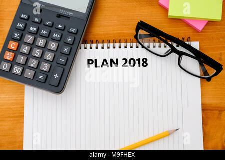 Plan 2018 Notebook business team meeting  with an Plan 2018 Stock Photo