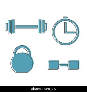 muscle lifting icon, fitness barbell, gym icon, exercise dumbbells isolated Stock Vector