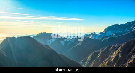 Alpi Apuane mountains and marble quarry view. Carrara, Tuscany, Italy, Europe. Stock Photo