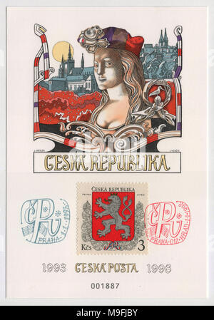 Czech Republic 1993 - 1998. Philatelistic sheet. Artist: Josef Liesler. Issued in Prague Czech Republic 1998. Mint condition. Stock Photo