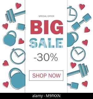 A sale banner for a fitness club and gym. Certificate offer discounts for sports Stock Vector