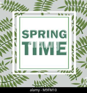 Tropical design with palm leaves. Spring time. Vector floral template frame Stock Vector