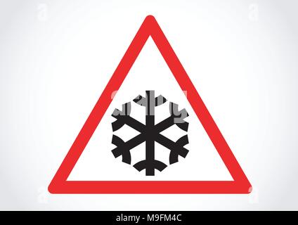 vector design of street sign risk of snow or ice Stock Vector