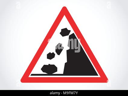 vector design of street sign fall rock material Stock Vector