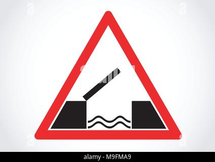 vector design of street sign opening or swing bridge Stock Vector