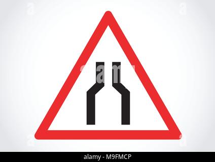 vector design of street sign road narrow both side Stock Vector