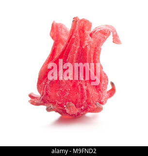 Candied hibiscus flower isolated on white background. Stock Photo