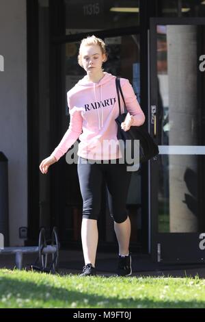 Elle Fanning leaves the gym without makeup on  Featuring: Elle Fanning Where: West Hollywood, California, United States When: 22 Feb 2018 Credit: WENN.com Stock Photo