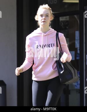 Elle Fanning leaves the gym without makeup on  Featuring: Elle Fanning Where: West Hollywood, California, United States When: 22 Feb 2018 Credit: WENN.com Stock Photo